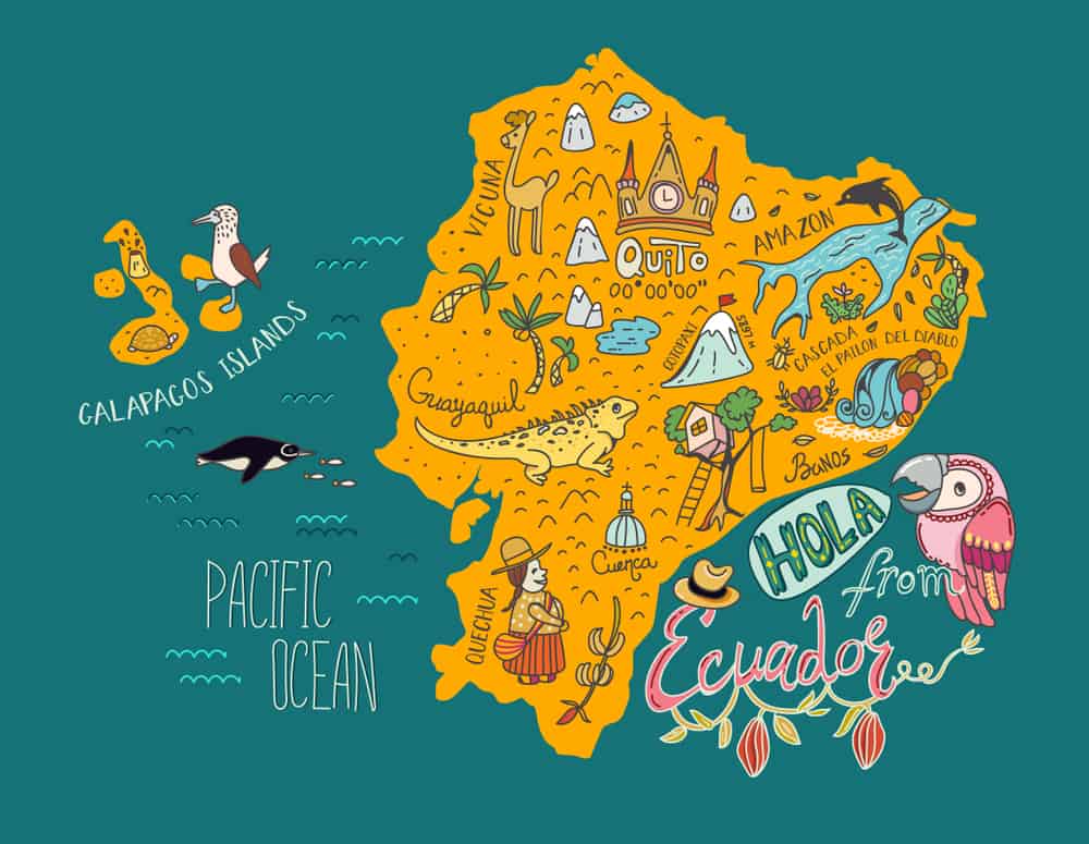 Cartina-Ecuador, mappa