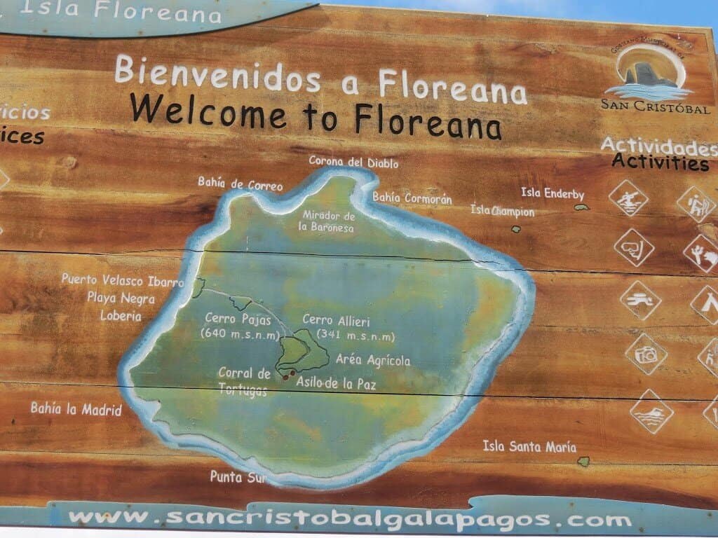 Floreana, Galapagos: informazioni_cartello